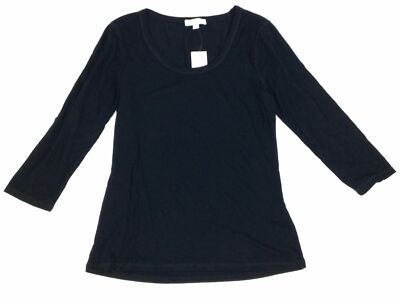 $120 Neiman Marcus Women's Black Long Sleeve Scoop Neck Top Size Large