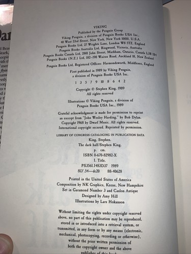 Stephen King ~ THE DARK HALF ~ 1989 First Edition 1st Printing $21.95 VIKING - Picture 3 of 5