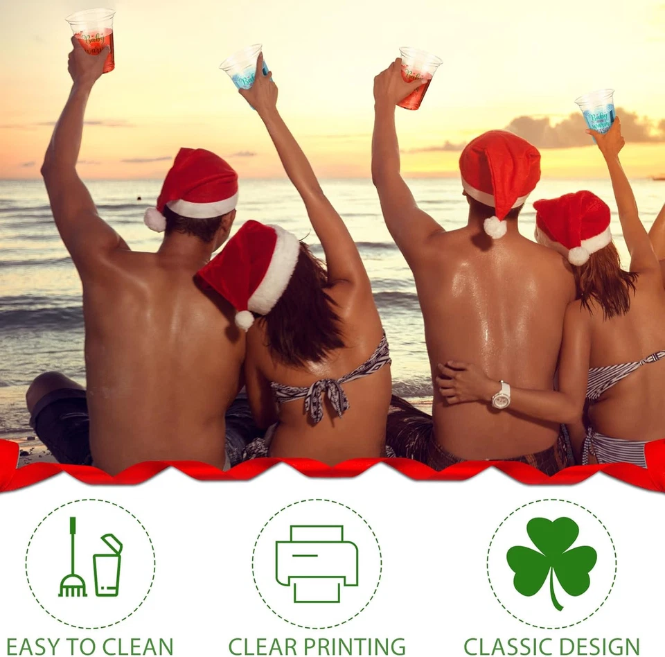 50件装圣诞节7月一次性塑料杯婴儿户外温暖透明杯 — 第 2/4 张图片