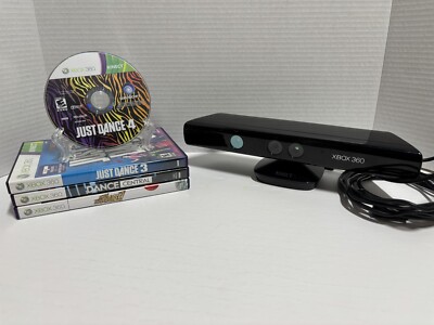 Kinect Sensor #1414 w/ 4 games - Xbox 360 *Tested* Just Dance Central Adventures