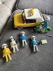 Playmobil Vintage Yellow Police Car 1976  W/ Motorcycle 5 Figures  & Accessories