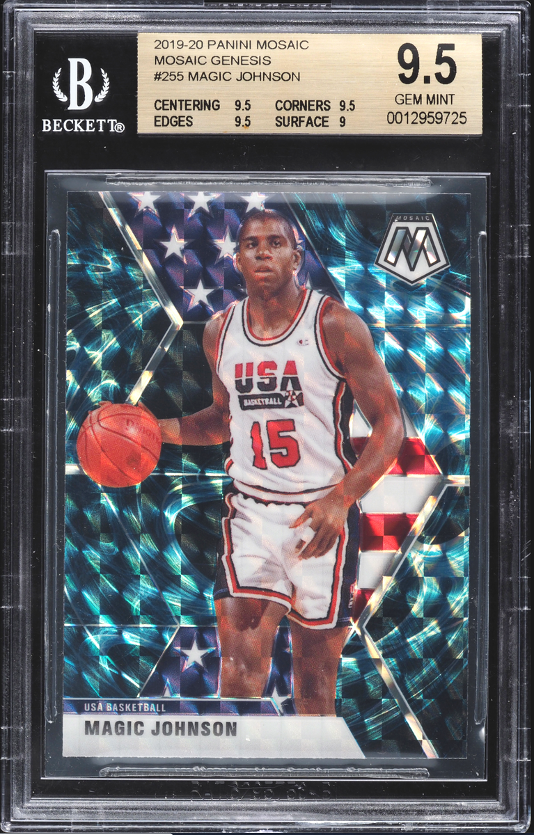 2019-20 Panini Mosaic Genesis USA Magic Johnson Card BGS 9.5 Gem