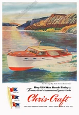 Chris Craft Boats 36-ft Cruiser – 1945 WWII-era Vintage Poster