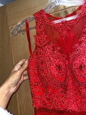 Red Embroidered and beaded prom dress/ evening gown size 6