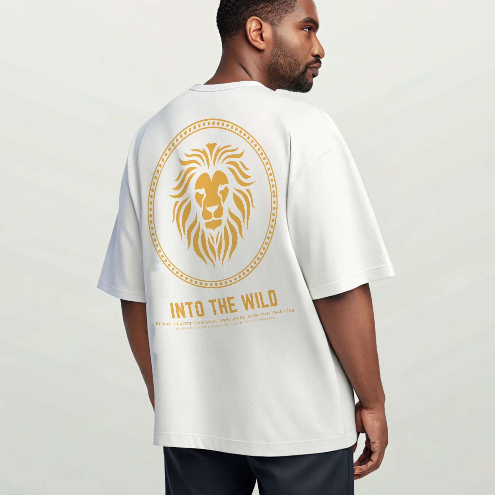 Men motivational graphic text printed oversized white T-shirt