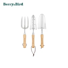 Berry&Bird 3pcs Garden Tool Set Wooden Handle Trowel Weeding Fork&Digging Shovel