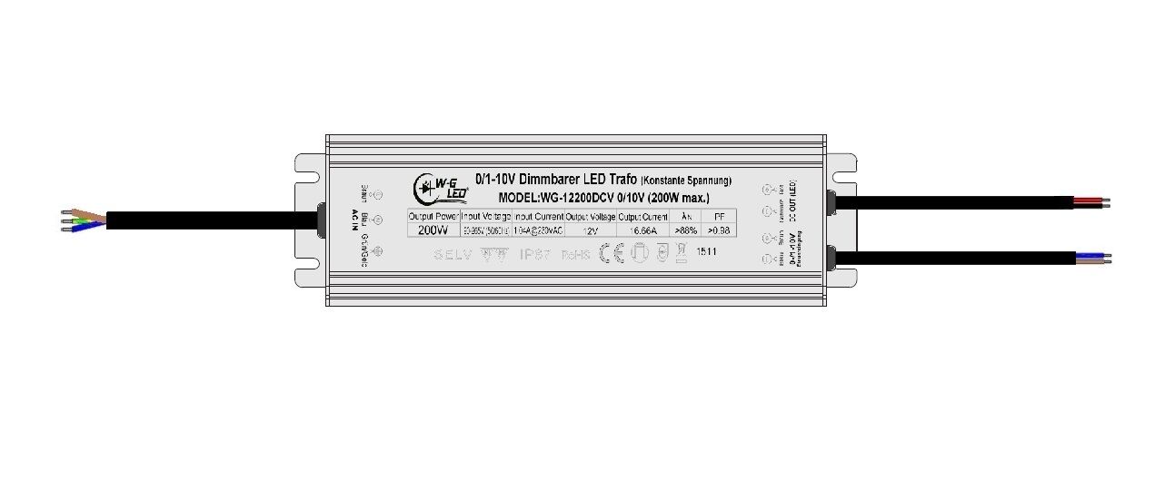 LED Trafo dimmbar12V DC200Wdimmen via 01-10VIP67TreiberStripsStripes
