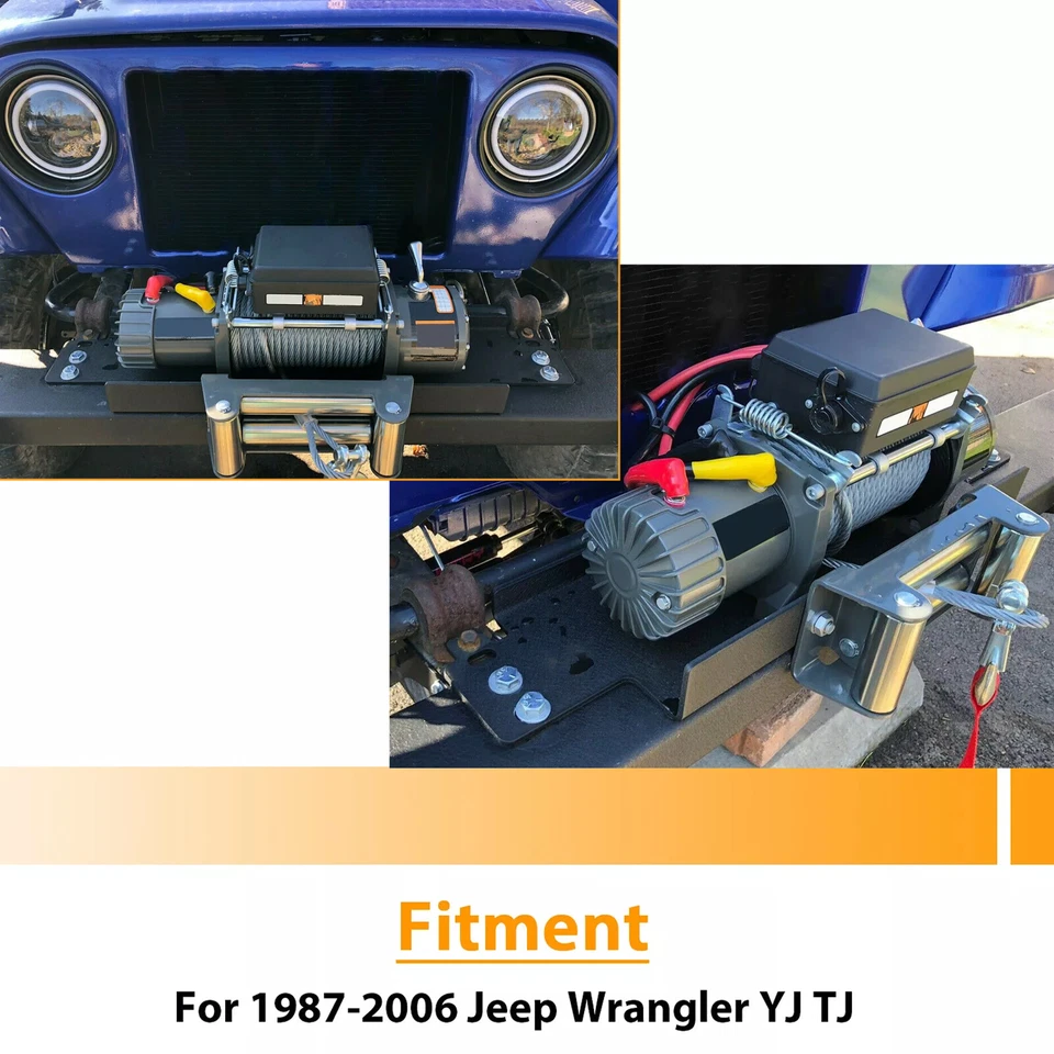 Placa de montagem guincho de aço 2 portas utilitário 12000 lb para Jeep Wrangler YJ TJ 87-06 - Imagem 4 de 4