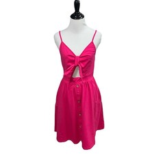 Unbranded Women's M Medium Fit & Flare Dress Keyhole Frontal Tie Adjustable Pink