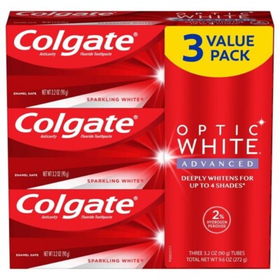Colgate Optic White Advance Whitening Toothpaste With Fluoride - 3.2oz