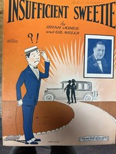 1924 Ragtime Sheet Music INSUFFICIENT SWEETIE by Gil Wells
