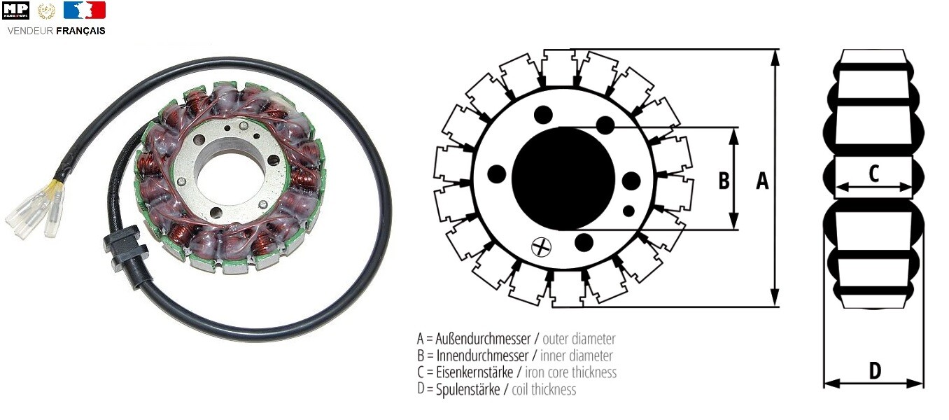 Stator alternateur moto Kawasaki VN800 Classic 1985-2006 custom