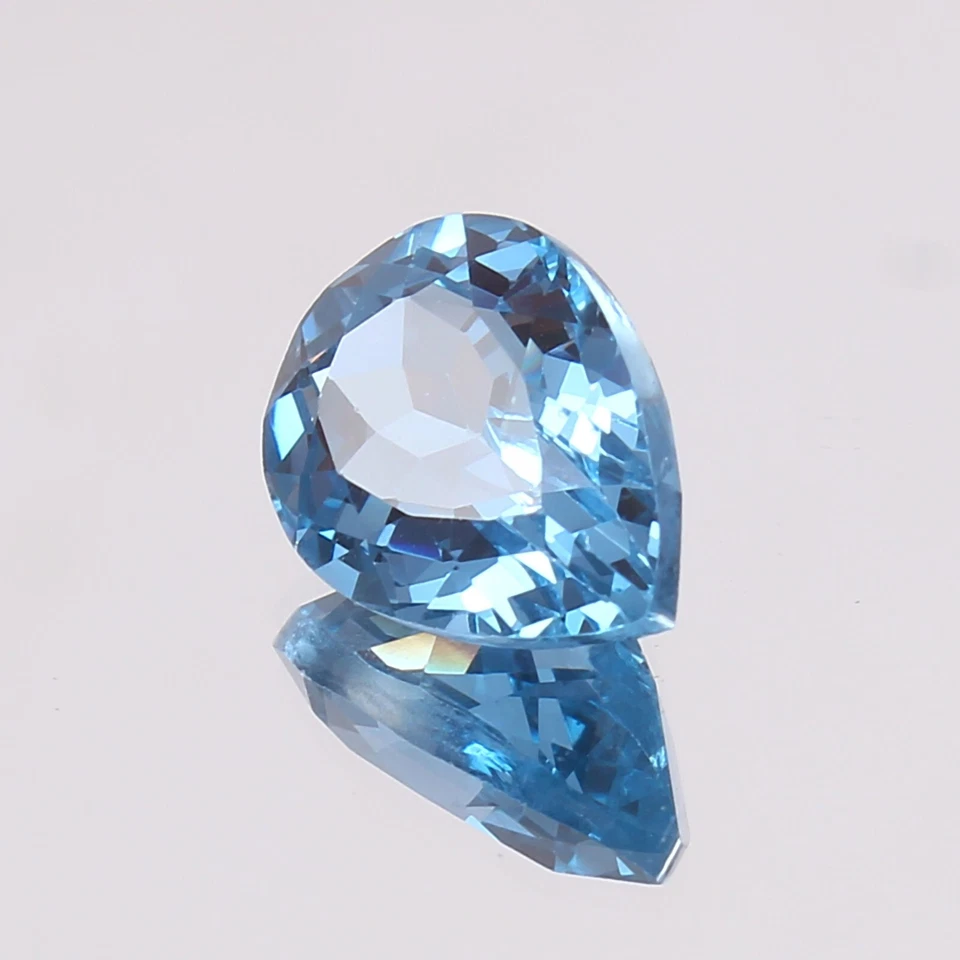 AAA Natural Impecable Brasileño Azul Aguamarina Pera Suelta Piedra Preciosa Corte 9x7 mm Foto 3 de 4