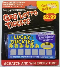 Gag Lotto Lottery Tickets Pack of 3 Scratch Offs Prank Surprise Joke Birthday