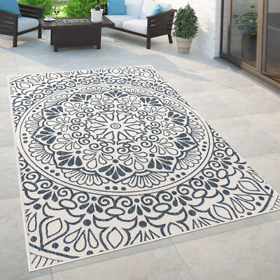 In- & Outdoor-Teppich, Für Balkon Und Terrasse Mit Orient-Muster, In Blau