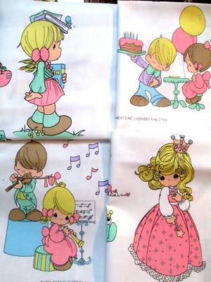 Fabric Precious Moment Vintage 1993 14'' x 18'' Squares 4 Different Designs 4/$10