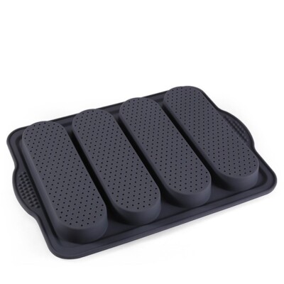 Antihaft-Silikon-Baguetteform – 6 Brötchen, Perforiert – Für Hot Dogs, Sandwiches & Baguettes (37,5 X 24,5 Cm)
