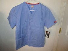 Dickies Scrubs Top Women EDS Medical Scrub V-NECK Shirt 86706 Missy Fit XS Blue
