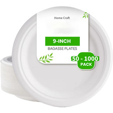 Biodegradable Disposable Party Paper Plates Bagasse Microwave Safe 9 Inch Plate
