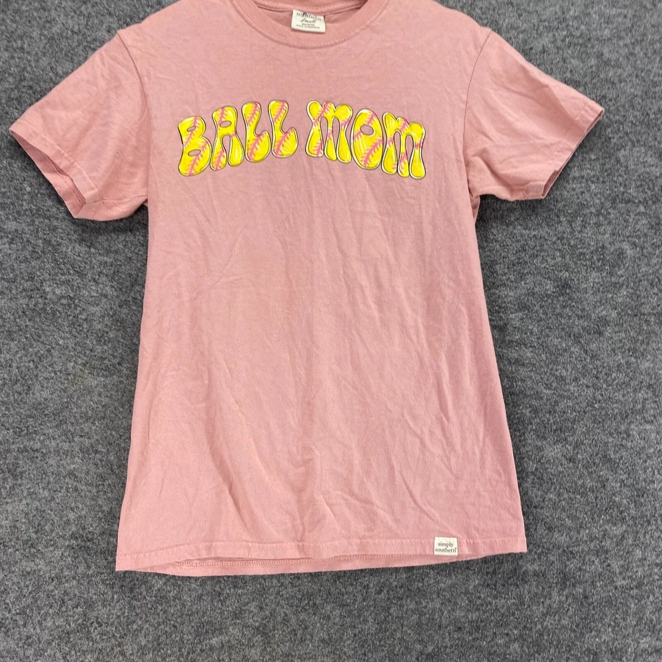 Camiseta Simply Southern Feminina S Pequena Rosa Gola Redonda Manga Curta Algodão Casual - Imagem 4 de 4