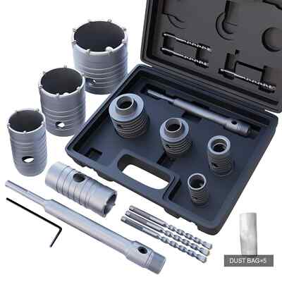 GSTK 10pcs Concrete Hole Saw Set （30mm 40mm 50mm 65mm）with SDS Plus 10PCS