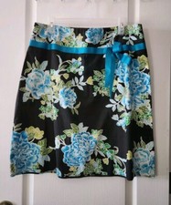 90s vintage Women's Brown floral skirt Knee Length Cotton Blend made in USA 14