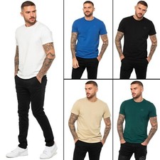 Enzo Mens Regular T Shirt Short Sleeve Plain Crew Neck Cotton Casual Top