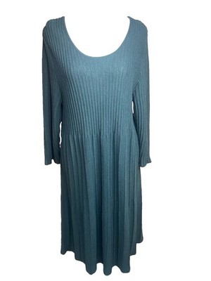 NWT $328 Eileen Fisher Italian Merino Wool Pleated Midi Dress L Lagenlook Luxury