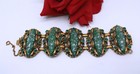 Vintage Green Rhinestone Confetti Lucite Panel Bracelet   CAT RESCUE — photo 1