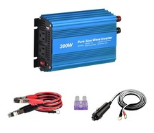 300W Pure Sine Wave Power Inverter 12V to 120V Dual AC Sockets  USB 5V 2A Outpu