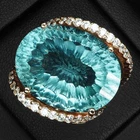 New ListingPristine Sky Blue Aquamarine Concave 25.90Ct 925 Sterling Silver Rose Gold Rings