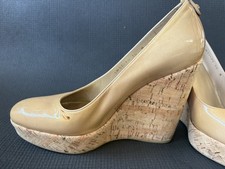 STUART WEITZMAN Nude/Tan Patent Leather Wedge Pumps Women s Size 10M. Excellent