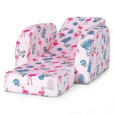Honeyjoy Kid 3-in-1 Convertible Sofa Bed Flip-Out Chair Lounger for Toddler Pink