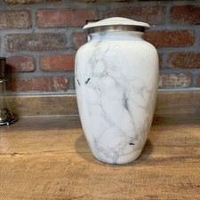 Large White Marble /Aluminum Cremation Urn Human Ashes for Male or Female or Pet