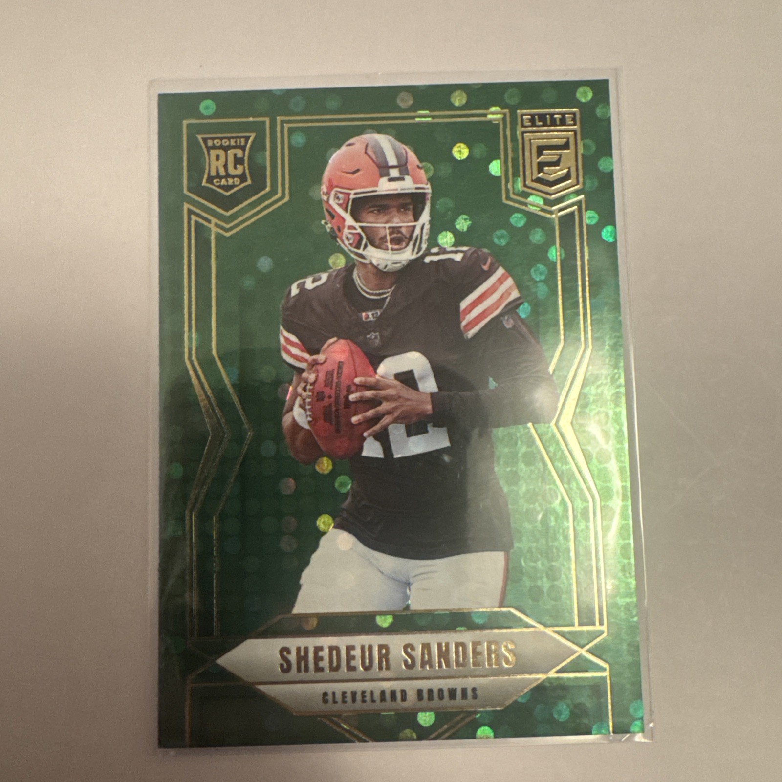 2025 Panini Donruss Elite NFL #112 Shedeur Sanders Green Disco RC Rookie Card