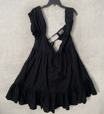 Urban Outfitters Womans Dress Black Solid Large Short Sleeve Open Back Pullover