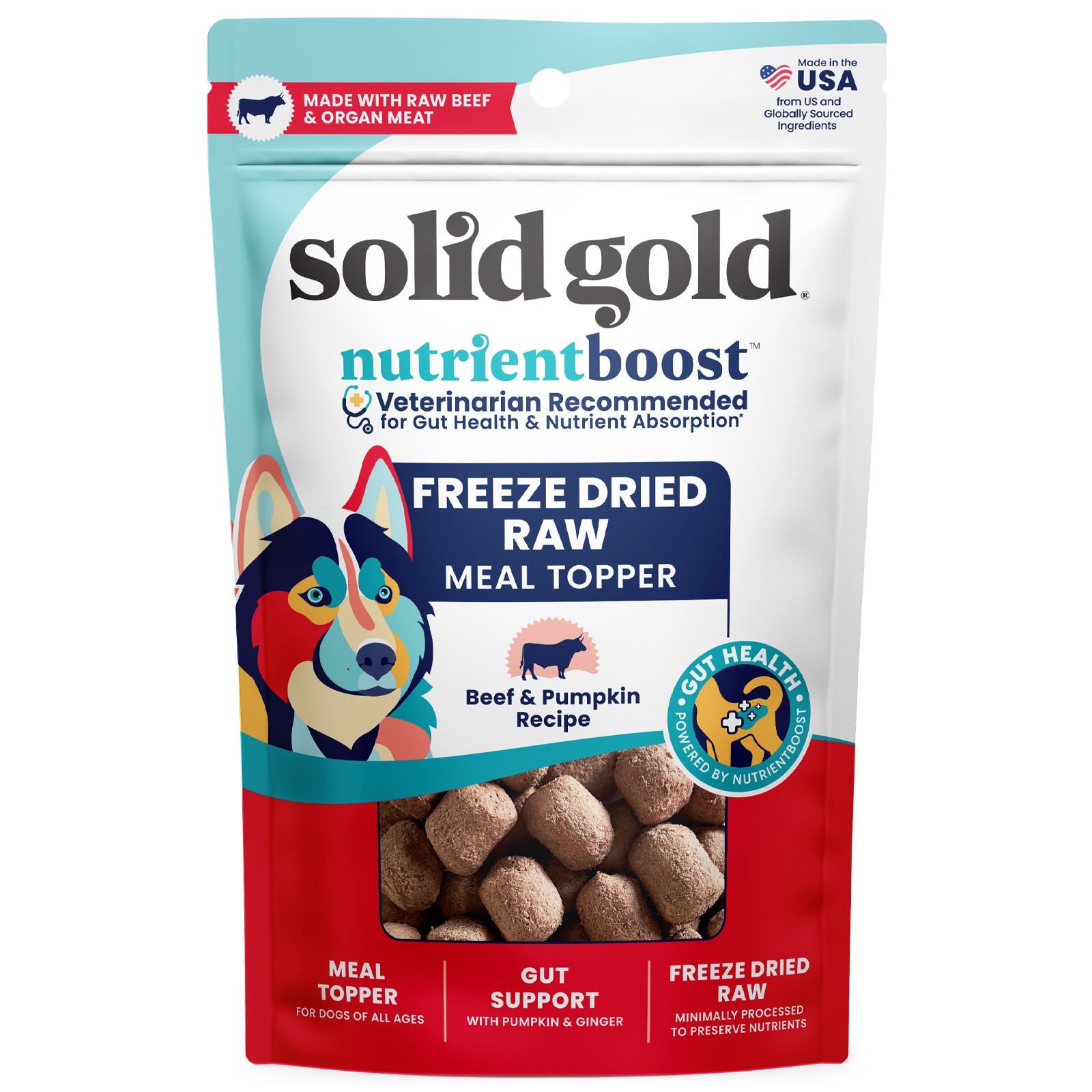 Freeze Dried Raw Meal Topper, For Dogs, All Ages, Beef & Pumpkin Recipe, 5.5 oz