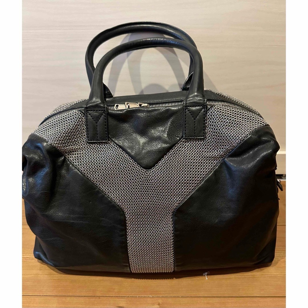 [Ecc+5 wz borsa antipolvere] Borsa Boston Yves Saint Laurent Easy Lock borchie pelle nera
