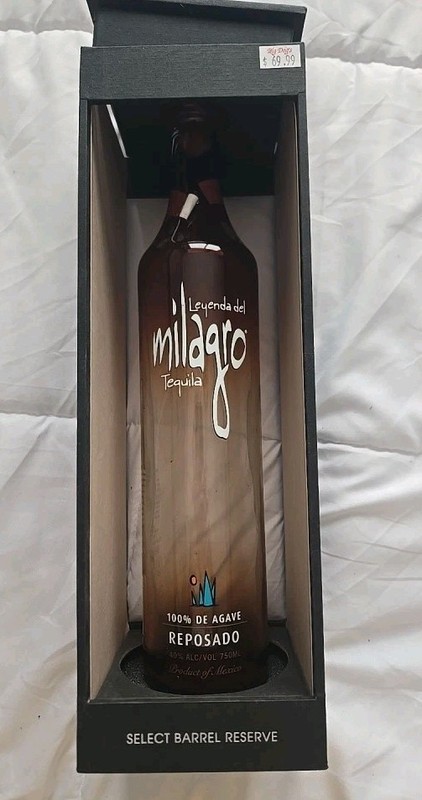 Empty Leyenda Del Milagro Reposado Tequila Bottle 750ML Amber Color With Box