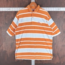 Ecko Unltd Polo Shirt Striped Velour Rhino Logo Hip Hop Orange Men Large Vintage