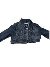 Justice Girls Size M/12 Short Jean Jacket Blue Denim Button Up Studded