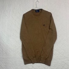 Fred Perry Classic Crew Neck Jumper Small Brown