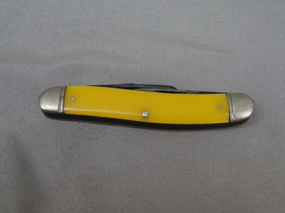 Navaja de bolsillo plegable con mango amarillo Boker EE. UU. 3 hojas publicidad ganadero Foto 2 de 4