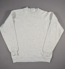 Vintage Hanes Sweatshirt Mens Small Grey Blank 80s Raglan Pullover Made in USA