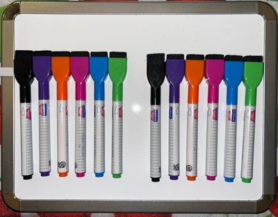 8.5  x 11  Magnetic Whiteboard & 12 Dry Erase Markers - Art Minds