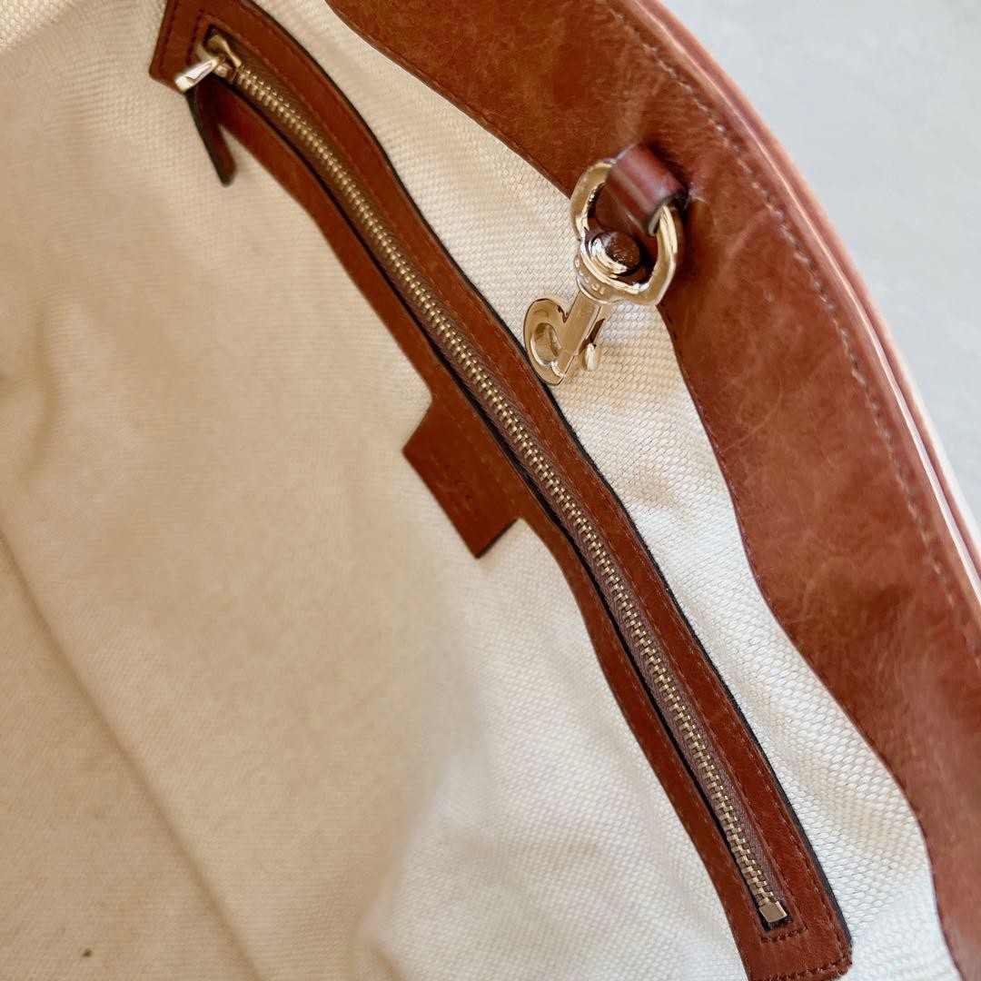 GUCCI Vintage Leather Tote Bag Large Brown with Shoulder Strap thumbnail 8