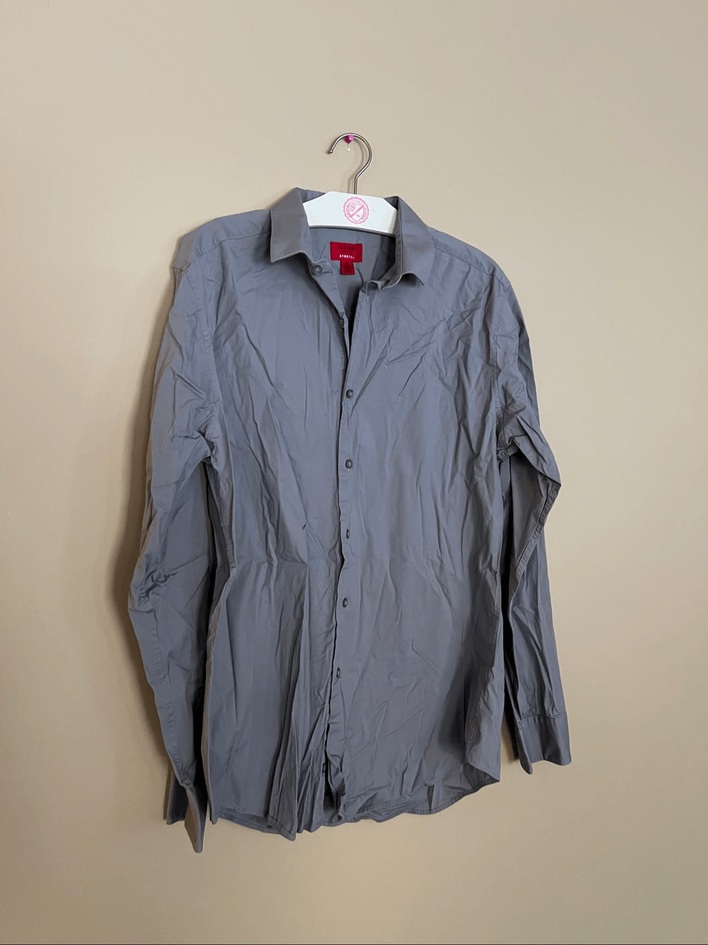 Alfani Grey Slim Fit Stretch Button Up Shirt Mens Size Medium 15-15.5