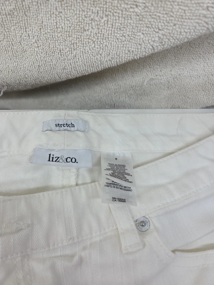 Pantalones de mezclilla para mujer Liz & Co elásticos talla 8 blancos  Foto 4 de 4