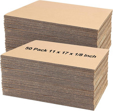 50 Pack 11 X 17 Inch Corrugated Cardboard Sheets, 1/8 Inch Thick Cardboard