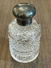 Vintage Waterford Crystal Perfume Dresser Bottle Silver Plated Cap Domed Top 5"